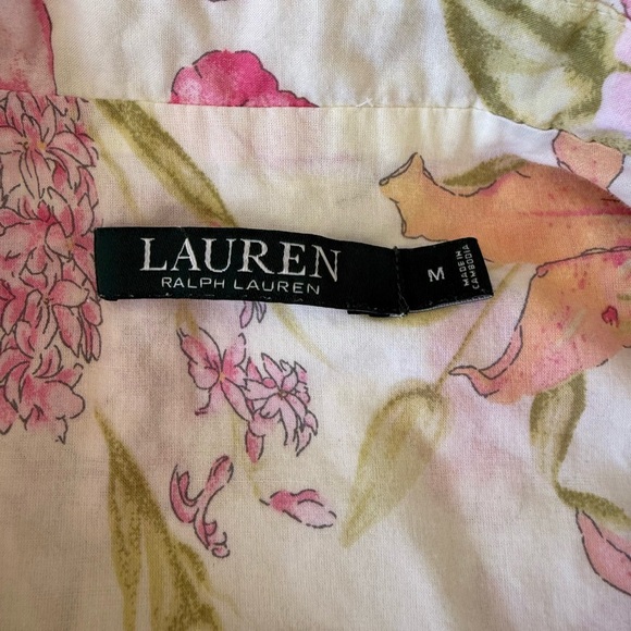 Lauren Ralph Lauren Women’s Pajama Top 3/4 sleeve Floral Cotton Medium shirt - Picture 4 of 8